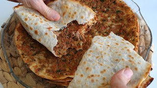 Amazing Pizza Lahmacun Recipe The Best of Turkish Food [upl. by Edrahs84]