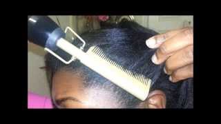 How I use a Straightening Comb on New Growth relaxed hair [upl. by Bonina401]