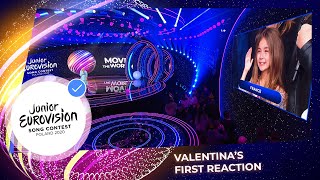 Valentinas first reaction after the show  Junior Eurovision 2020 [upl. by Anaili]