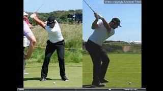 Jon Rahm golf swing  Long Iron faceon amp downtheline July 2017 [upl. by Pete]