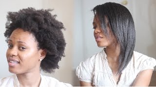 HOW TO Straighten 4C Natural Hair Tutorial No Blow Dryer Needed [upl. by Ahsait]