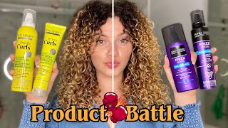 DRUGSTORE HUMIDITY PROOF CURLY HAIR PRODUCT BATTLE amp REVIEW  John Frieda vs Marc Anthony [upl. by Eninnej]