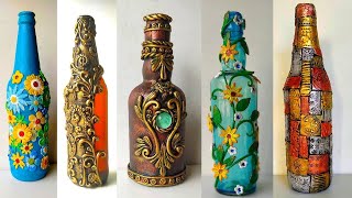 5 DIY Bottle Art  Bottle Decoration Ideas [upl. by Minier78]