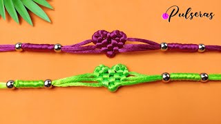 Cómo hacer pulsera de hilo fácil y rápida  Paso a Paso  DIY Macrame  Paracord Heart Bracelet [upl. by Grassi365]