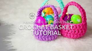 Crochet Mini Basket Pattern amp Tutorial [upl. by Refinney]