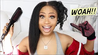 STRAIGHTEN IN 5 MINS  Trying Straightening Brush on Natural Hair [upl. by Ert]