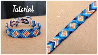 Pulsera de hilo paso a paso â—‡Tutorialâ—‡ Chevron Rombosâ—†Diamantes [upl. by Asecnarf]