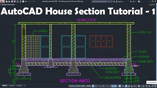 AutoCAD House Section Drawing Tutorial  1 of 3 [upl. by Gabey457]