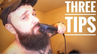 3 BEST Tips for using a Beard Straightener Heat Brush [upl. by Leirum]