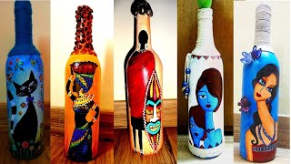 5 Bottle Painting Ideas Bottle Art [upl. by Joaquin]