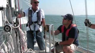 Poling out the jib  sailing downwind [upl. by Dirtsa]