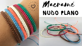 PULSERA MACRAME fácil  NUDO PLANO ♥ PULSERAS de HILO [upl. by Anailuj834]