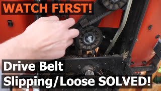 Watch Before You Change Husqvarna Drive Belt  Tractor Transmission Belt Slipping Problem SOLVED [upl. by Paley]