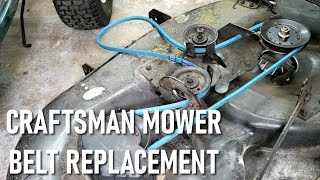 QUICK FIX Craftsman riding mower belt replacement and deck leveling [upl. by Naillimixam658]