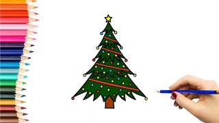 Kaip nupiešti KALĖDINĘ EGLUTĘ  How to draw a Christmas tree [upl. by Macnair]