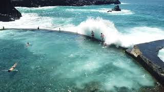 Los Gigantes en Tenerife  Awesome Wild Water Action in Natural Pool [upl. by Vanessa]