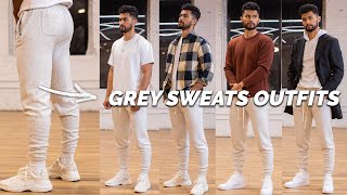 5 Stylish Ways To Wear Grey Sweat Pants For Men [upl. by Adirehs546]