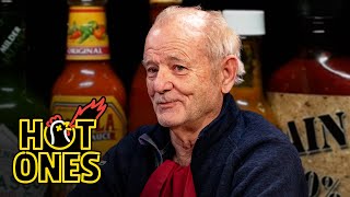 Bill Murray Doesn’t Flinch While Eating Spicy Wings  Hot Ones [upl. by Ternan]