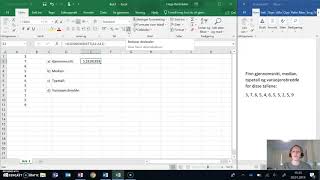 Statistikk Gjennomsnitt median typetall og variasjonsbredde i Excel [upl. by Adnorrehs]