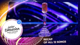 Recap of all 12 songs  Junior Eurovision 2020 [upl. by Nonie644]