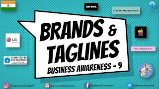 Brand Taglines amp Slogans  2020 Business Awareness  Part9  TISSMAT CMAT IIFT XAT DUJAT Banks [upl. by Yorgen234]