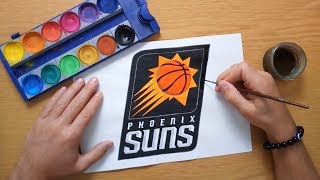 How to draw the Phoenix Suns logo  Drawing NBA team logos [upl. by Mosley459]