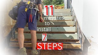 11 MINUTES TO INSTALL CONCRETE STAIRS BETWEEN WALLS [upl. by Ielarol]