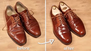 【コードバン磨き】傷ついた革靴を磨いて復活させる｜靴職人の靴磨き｜shoes restoration [upl. by Nagar345]