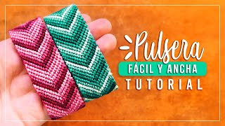 Cómo hacer pulsera de hilo fácil y ancha 20✨ Paso a Paso  DIY Macrame Friendship Bracelet [upl. by Arik]