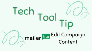 Mailerlite  Edit Email Campaign Content [upl. by Calder]