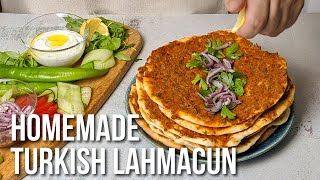 Turkish Lahmacun Recipe  Homemade Lamb Flatbreads [upl. by Aicenra]