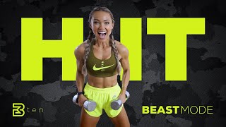 BEASTMODE HIGH INTENSITY  Dumbbell HIIT Cardio Workout  Day 10 [upl. by Zinck]