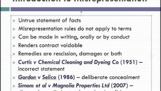 Misrepresentation Lecture 1 of 4 [upl. by Cirre512]