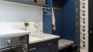 Makeover A Bold Navy Laundry Room amp Mudroom [upl. by Palestine]