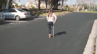 Amputee walking in one crutch [upl. by Eseret]