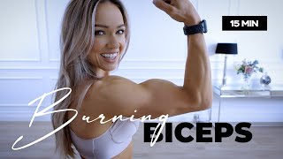 15 Minute BURNING Biceps Workout  Dumbbells  Caroline Girvan [upl. by Soirtemed]